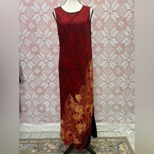 Carole Little Red Paisley Maxi Dress Sz 14